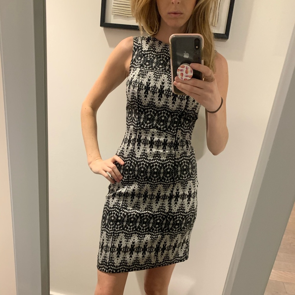 H&M black pattered work dress